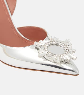 Verzierte Slingback-Pumps Begum aus Metallic-Leder | Amina Muaddi
