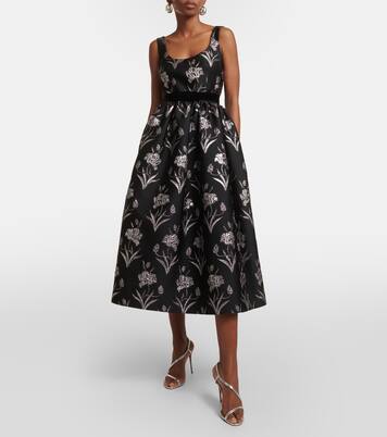 Robe midi Astrea en satin à fleurs | Erdem