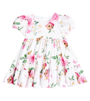 Baby tiered floral cotton dress | Monnalisa