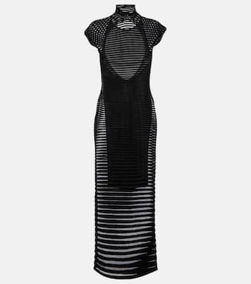 Striped crêpe-paneled gown | Alaïa