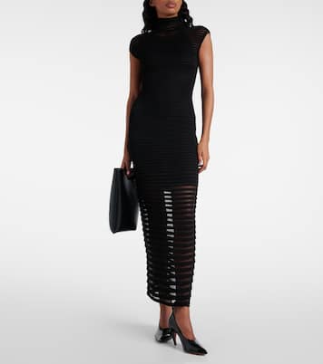 Striped crêpe-paneled gown | Alaïa