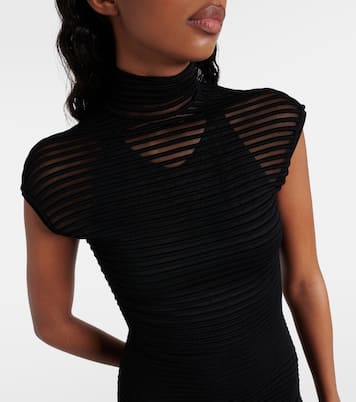 Striped crêpe-paneled gown | Alaïa