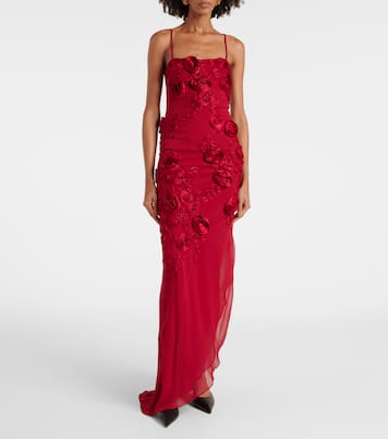 Floral-appliqué georgette gown | Blumarine