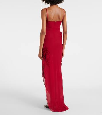 Floral-appliqué georgette gown | Blumarine