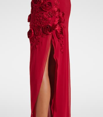 Floral-appliqué georgette gown | Blumarine