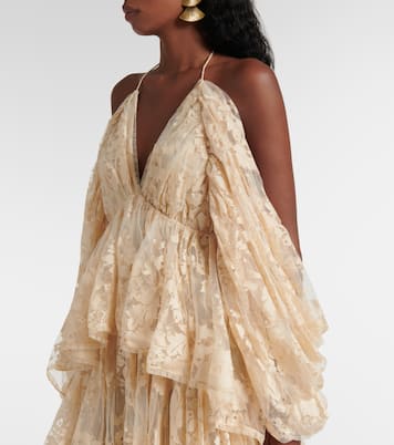 Illustration asymmetric floral lace minidress | Zimmermann