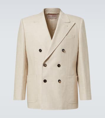 Double-breasted linen-blend blazer | Valentino