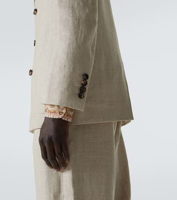 Double-breasted linen-blend blazer | Valentino