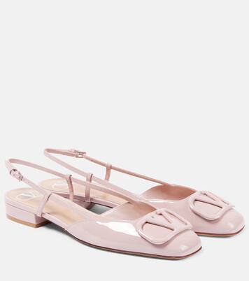VLogo Signature leather slingback flats | Valentino Garavani