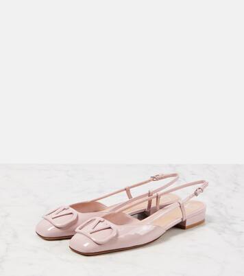 VLogo Signature leather slingback flats | Valentino Garavani