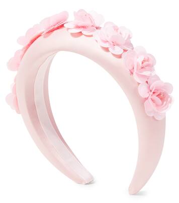 Floral-appliqué beaded satin headband | Self-Portrait Kids