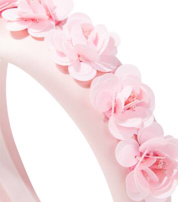 Floral-appliqué beaded satin headband | Self-Portrait Kids