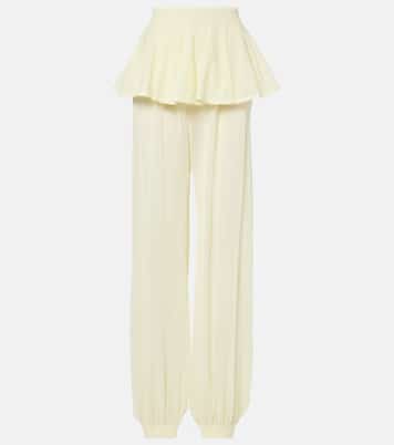 미드라이즈 세미 쉬어 와이드 팬츠 | Alaïa