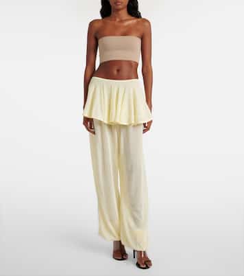 미드라이즈 세미 쉬어 와이드 팬츠 | Alaïa