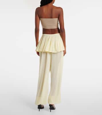 미드라이즈 세미 쉬어 와이드 팬츠 | Alaïa