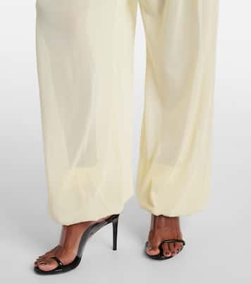 미드라이즈 세미 쉬어 와이드 팬츠 | Alaïa