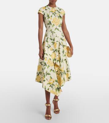 Floral cotton-blend poplin midi dress | Oscar de la Renta