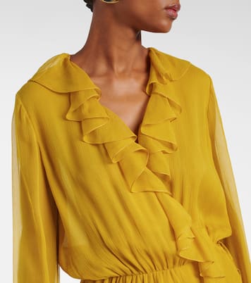 Abito in crépon di seta con volant | Saint Laurent