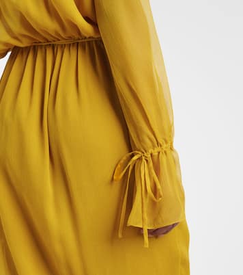 Abito in crépon di seta con volant | Saint Laurent