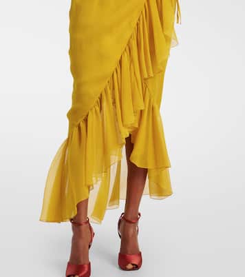 Abito in crépon di seta con volant | Saint Laurent