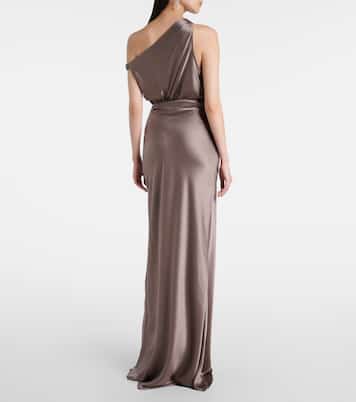 Draped one-shoulder silk satin gown | The Sei