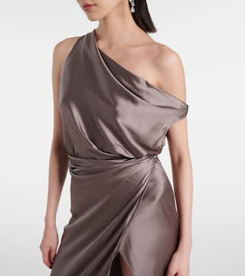 Draped one-shoulder silk satin gown | The Sei