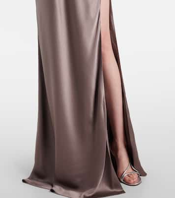 Draped one-shoulder silk satin gown | The Sei