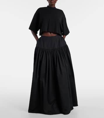 Cropped cotton-blend T-shirt | Alaïa