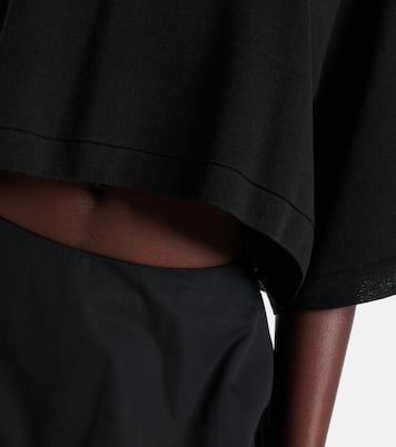 Cropped cotton-blend T-shirt | Alaïa