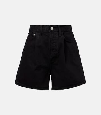 Rhoda pleated high-rise denim shorts | Agolde