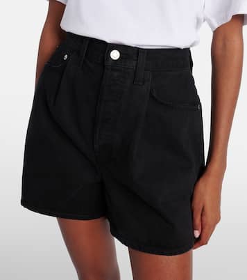 Rhoda pleated high-rise denim shorts | Agolde