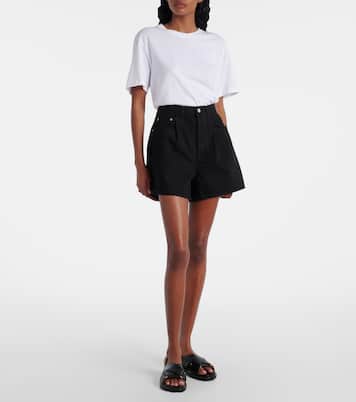 Rhoda pleated high-rise denim shorts | Agolde