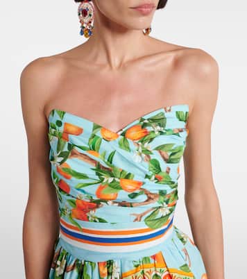 Taormina printed cotton bustier dress | Dolce&Gabbana