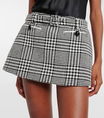 Belted houndstooth skort | Self-Portrait