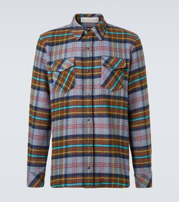 Plaid cashmere shirt with lapis lazuli | God's True Cashmere