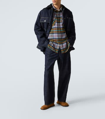 Plaid cashmere shirt with lapis lazuli | God's True Cashmere