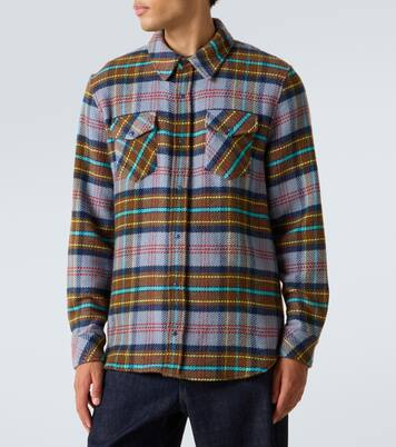 Plaid cashmere shirt with lapis lazuli | God's True Cashmere