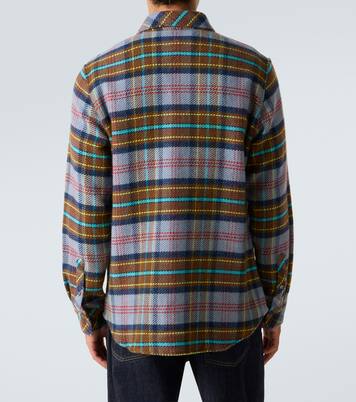 Plaid cashmere shirt with lapis lazuli | God's True Cashmere