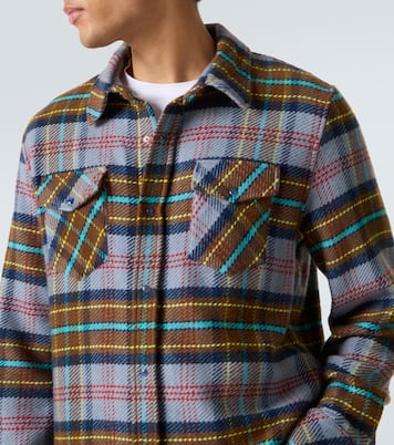 Plaid cashmere shirt with lapis lazuli | God's True Cashmere
