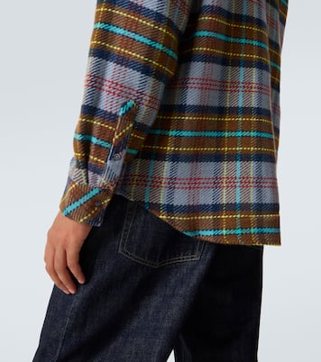Plaid cashmere shirt with lapis lazuli | God's True Cashmere