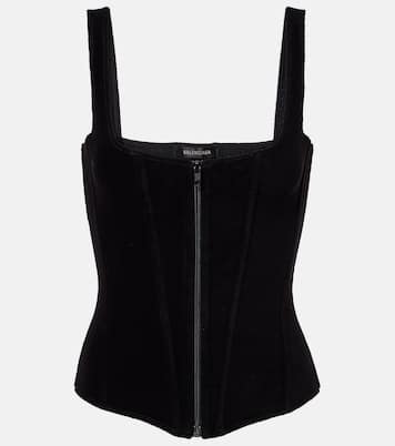 Cotton-blend velvet corset top | Balenciaga
