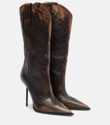 Lidia 105 leather mid-calf boots | Paris Texas