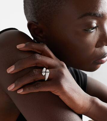 Ring Double Crush aus 18kt Weißgold mit Emaille und Diamanten | Kamyen