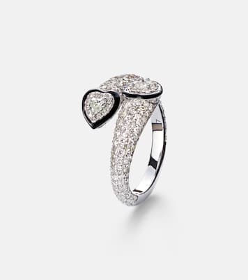 Ring Double Crush aus 18kt Weißgold mit Emaille und Diamanten | Kamyen