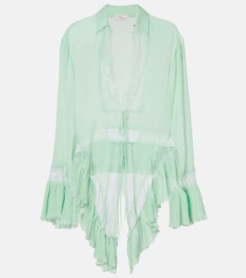 Lace-trimmed sheer georgette shirt | Blumarine