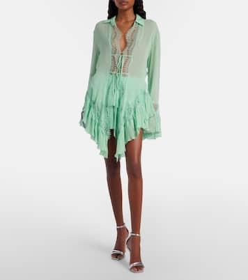 Lace-trimmed sheer georgette shirt | Blumarine