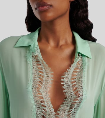 Lace-trimmed sheer georgette shirt | Blumarine