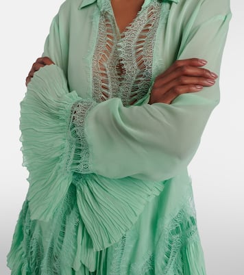 Lace-trimmed sheer georgette shirt | Blumarine