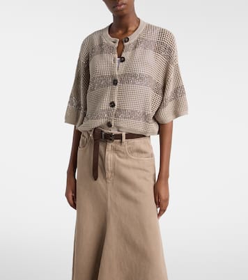 Cardigan en coton à paillettes | Brunello Cucinelli
