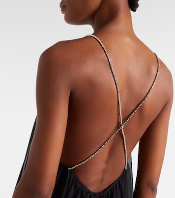 Abito lungo in chiffon con cristalli | David Koma